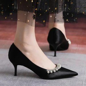 New pointed high -heeled shoe sexy rhinestone fashion single shoes